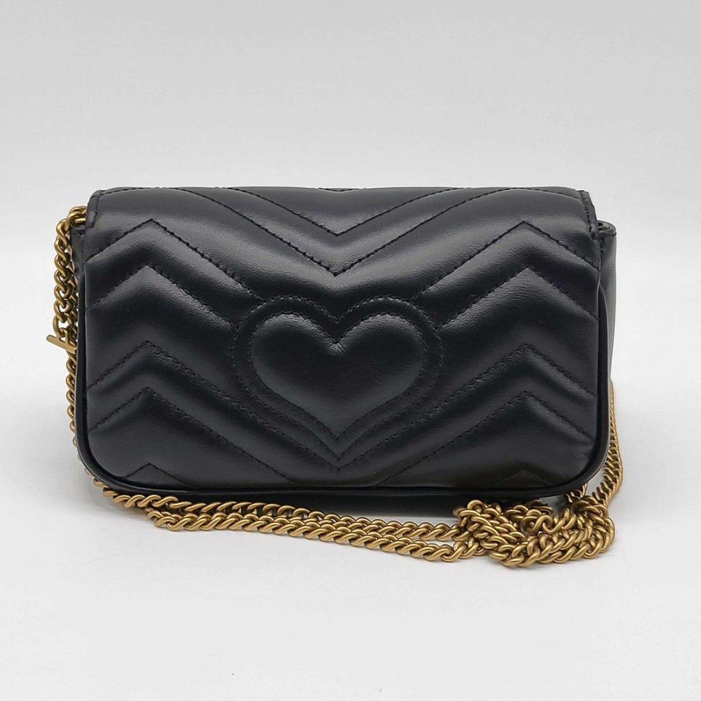 100% Authentic Gucci GG Marmont Super Mini Black Shoulder Bag - Picture 4 of 14